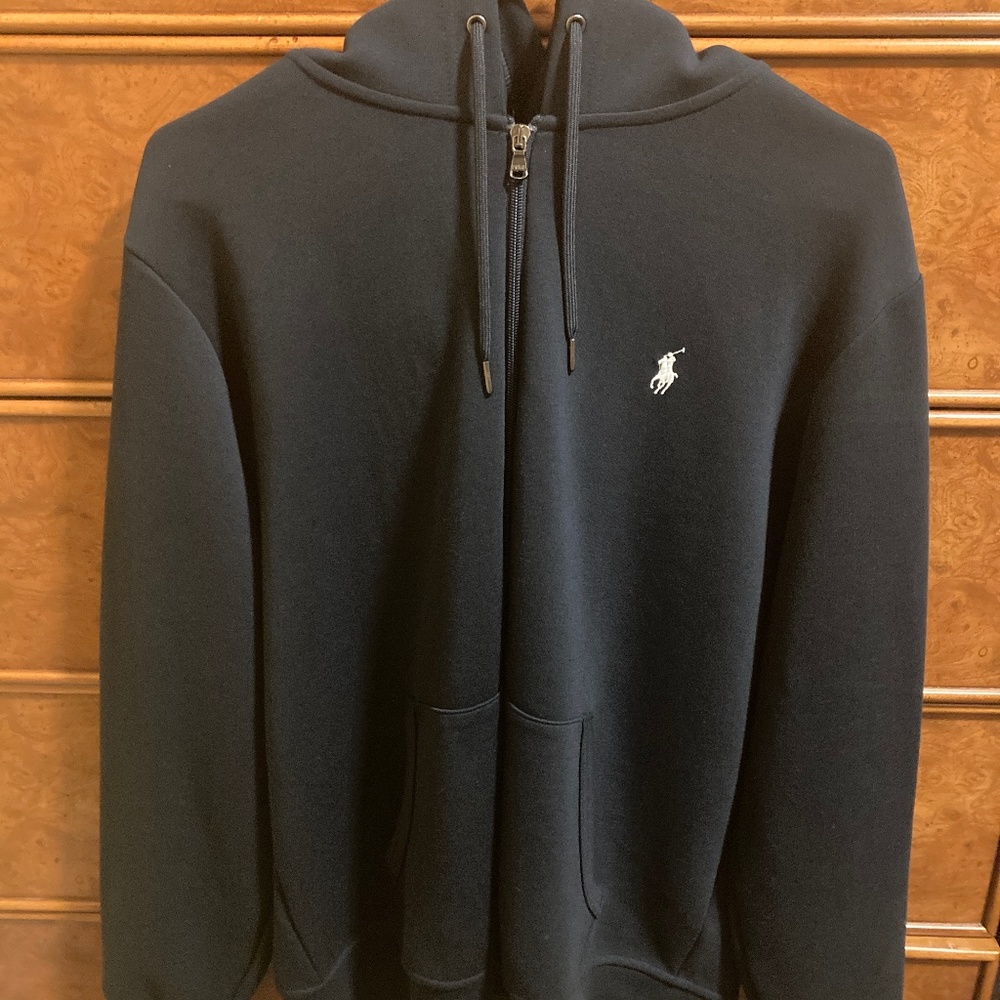 Navy Blue Polo Hoodie - Picture 1 of 2